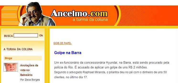 Nota no Ancelmo Gois - Jornal O Globo